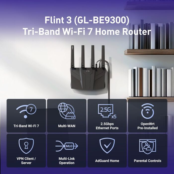 GL.iNet Flint 3 (GL-BE9300) Wi-Fi 7 VPN Router | FlashRouters